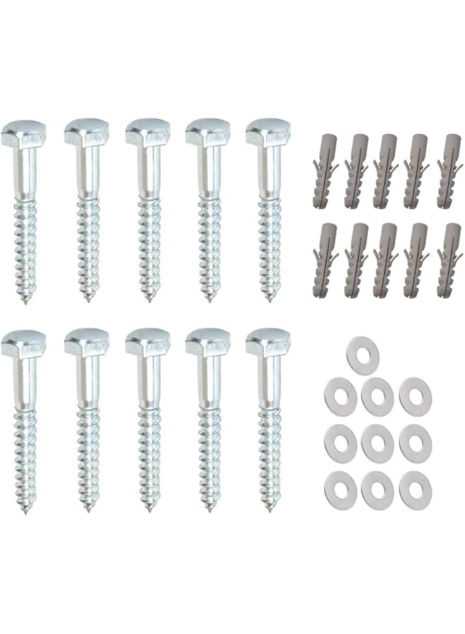 Royal Apex 10 Pcs Galvanized (G.I) Hex Head Coach Screws with Washer & Plug Wood Working for Holding Together Heavy Timber, and Concrete Working. (6mm, Length 3 Inch) - Image 1