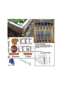 Royal Apex Royal Apex 10 Pcs Galvanized (G.I) Hex Head Coach Screws with Washer & Plug Wood Working for Holding Together Heavy Timber, and Concrete Working. (6mm, Length 3 Inch)  - Image 4