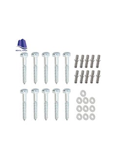 Royal Apex Royal Apex 10 Pcs Galvanized (G.I) Hex Head Coach Screws with Washer & Plug Wood Working for Holding Together Heavy Timber, and Concrete Working. (6mm, Length 3 Inch)  - Image 2