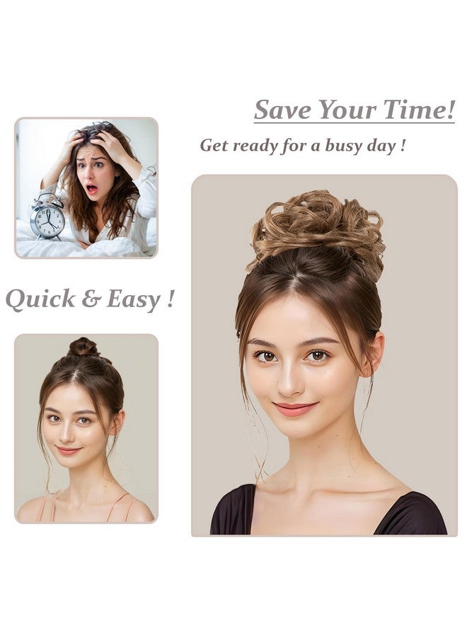 Elaine MTXY Messy Curly Hair Scrunchies Tousled Bun Extensions Wrap Ponytail With Elastic Rubber Band Synthetic Donut Updo Hairpieces for Women (Jet Black-1#) - Image 5