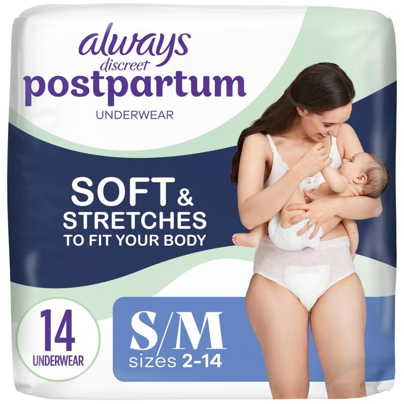 Always Discreet Postpartum and Adult Incontinence Underwear for Women SmallMedium Maximum Protection 14 Count