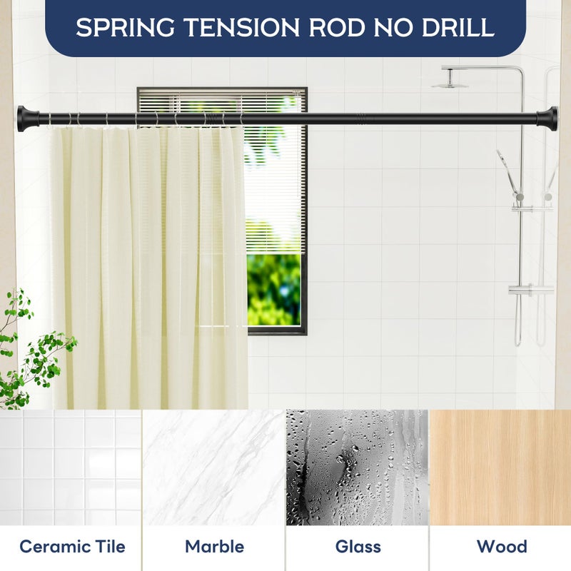 STARLATTA Adjustable Shower Curtain Rod 31-80 Inch, Never Rust Stainless Steel Black Tension Rod, 1" Heavy Duty No-Drill for Bathroom, Kitchen & Closet - Image 4