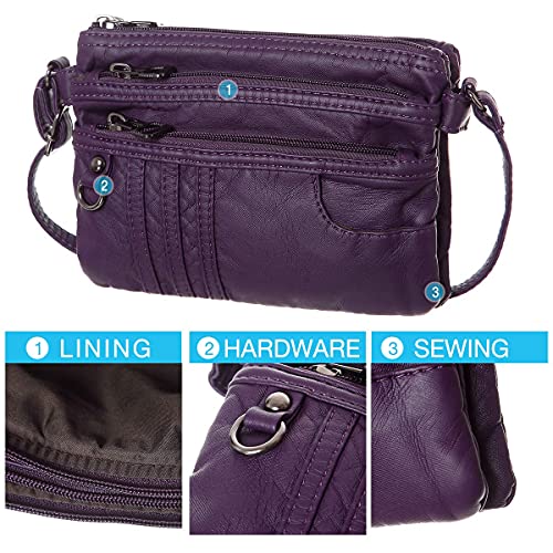 MINICAT Treble Pockets Small Crossbody Purse Cell Phone Purse Shoulder Bags for Women Cross Body Bag for Woman(Purple Small) - Image 3