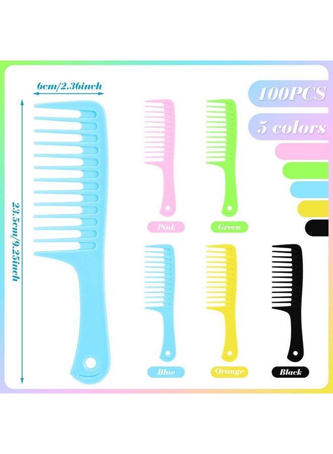 Vesici Esici 100 Pieces Colorful Pocket Comb Bulk Detangling Wide Tooth Comb Flat Hair Comb With Round Handle For Women Men Baby Barber Blending Curly Long Wet Hair Cutting 5 Colors - Image 3