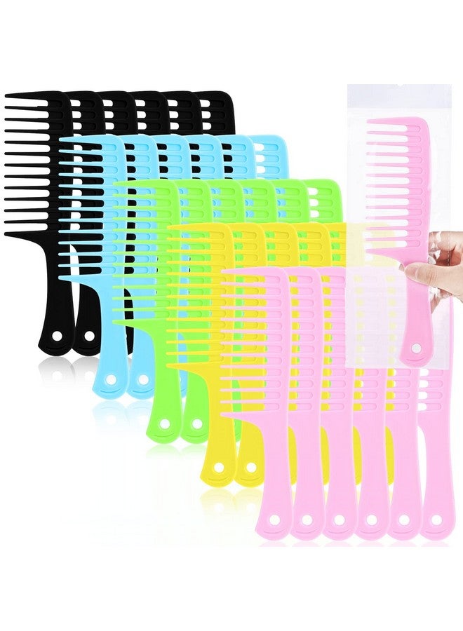 Vesici Esici 100 Pieces Colorful Pocket Comb Bulk Detangling Wide Tooth Comb Flat Hair Comb With Round Handle For Women Men Baby Barber Blending Curly Long Wet Hair Cutting 5 Colors - Image 1
