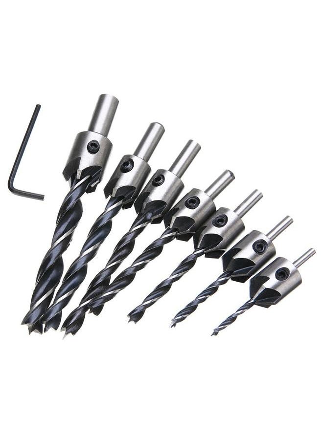 Generic - Countersink Drill Bits Set- 7Pcs Counter Sink Bit for Wood High Speed Steel, Woodworking Carpentry Reamer with 1 Free Hex Key - Image 1