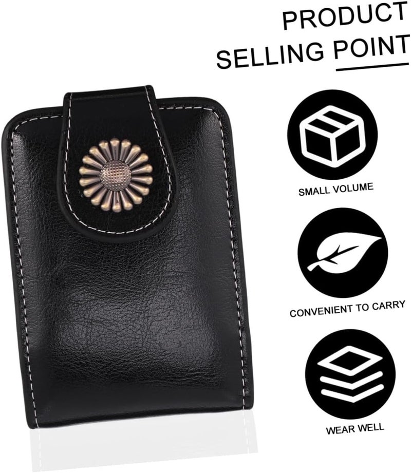 Alipis Pu Leather Lipstick Case with Built-in Mirror Small Portable Lipstick Pouch for Travel and Purse in Black for Women - Image 3