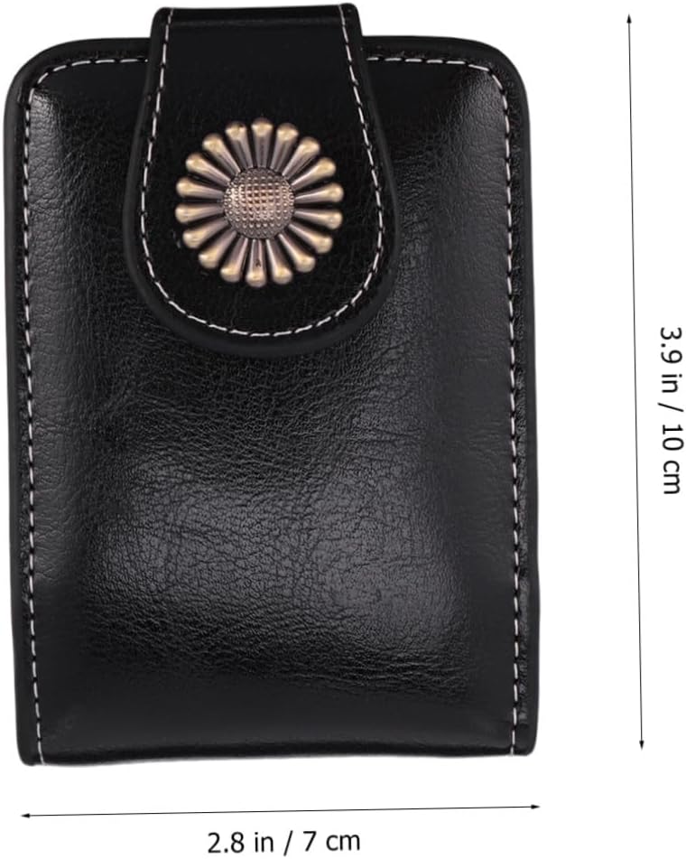 Alipis Pu Leather Lipstick Case with Built-in Mirror Small Portable Lipstick Pouch for Travel and Purse in Black for Women - Image 2