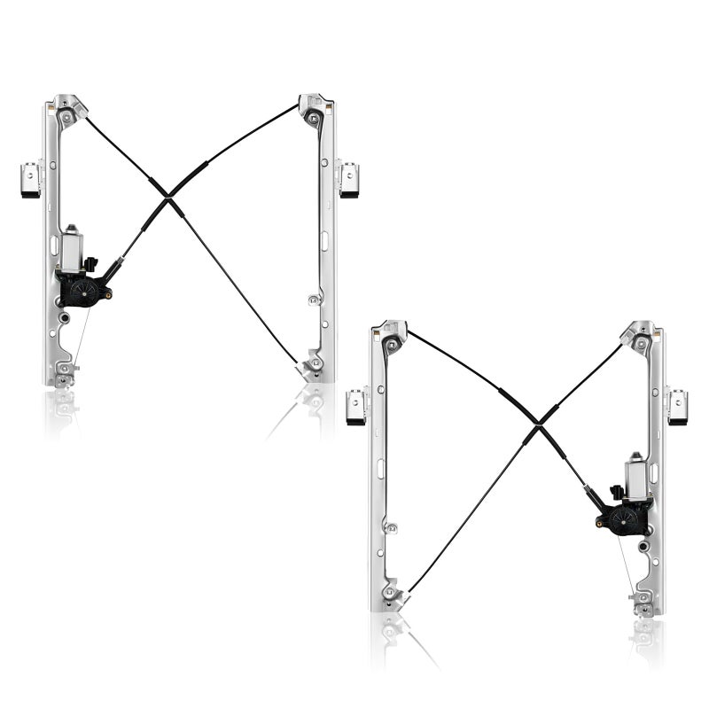 OVANOH Pair Front Driver & Passenger Power Window Regulator w/Motor Compatible for Chevy Silverado Tahoe Suburban Avalanche Cadillac Escalade GMC Yukon Sierra 2000-2006 Left & Right Side Set of 2 - Image 1