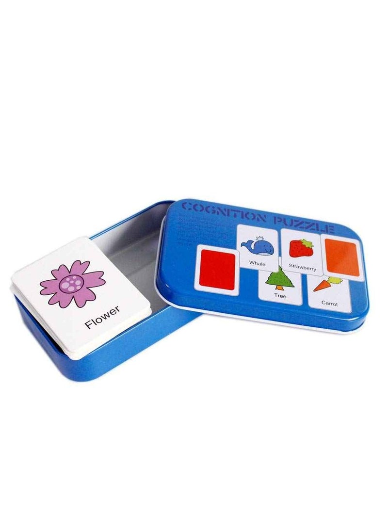 Cognitive Puzzle Navy Blue | Educational English Flash Cards for Kids | Learning Tools for Vocabulary Development | Interactive Flash Cards for Toddlers  Preschoolers | Fun Cognitive Learning Toy for Children - Image 1