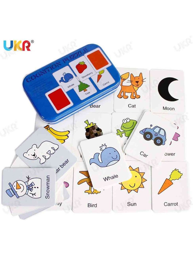 Cognitive Puzzle Navy Blue | Educational English Flash Cards for Kids | Learning Tools for Vocabulary Development | Interactive Flash Cards for Toddlers  Preschoolers | Fun Cognitive Learning Toy for Children - Image 3