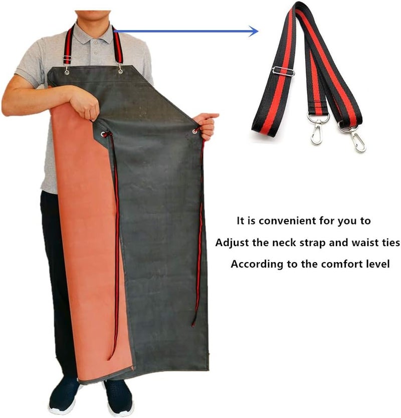 TonLing Store Thick Rubber Apron, 47.2 x 33.5 Inch Waterproof, Long Chemical Resistant, Adjustable for Dishwashing, Cleaning Fish, Gardening, Lab Work, Butcher and Dog Grooming, Grey - Image 2