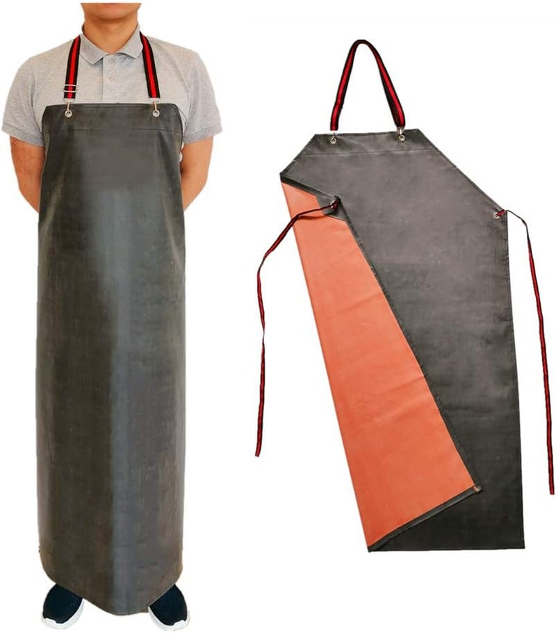 TonLing Store Thick Rubber Apron, 47.2 x 33.5 Inch Waterproof, Long Chemical Resistant, Adjustable for Dishwashing, Cleaning Fish, Gardening, Lab Work, Butcher and Dog Grooming, Grey - Image 1