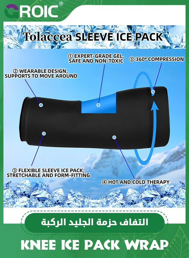 GROIC Knee Ice Pack Wrap With Heat Compression Sleeve Reusable Gel Knee Brace For Elbow, Ankle And Calf, Flexible Cold Wrap Recovery for Meniscus, ACL, MCL Pain Relief, Knee Brace, Knee Support - M - Image 4