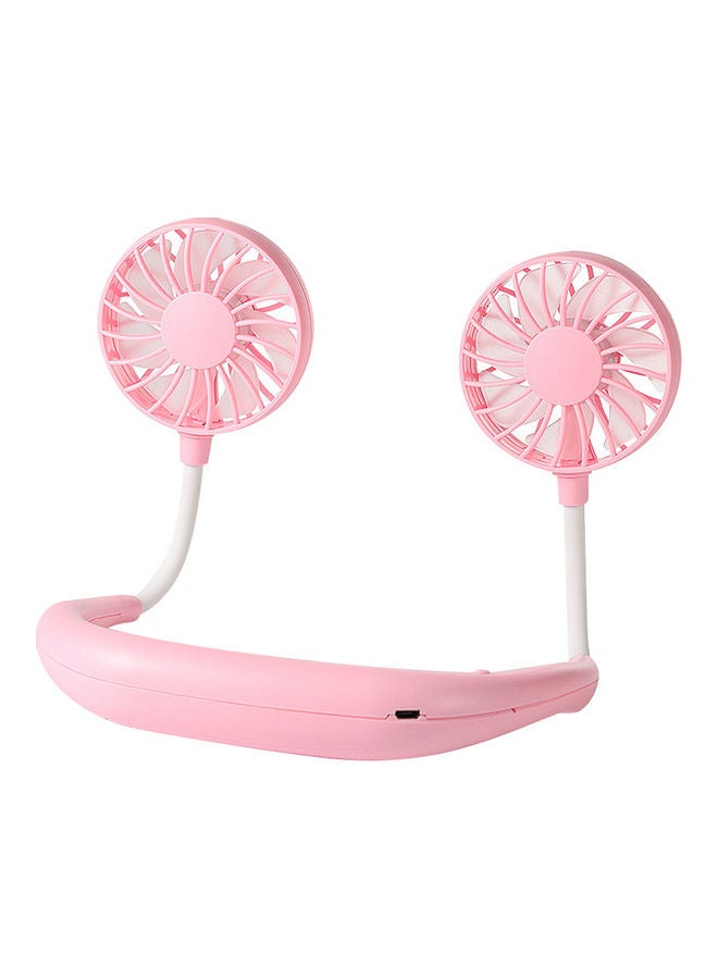 Loquat Portable Hanging Neck Mini Portable USB Rechargeable Fan Pink - Image 1