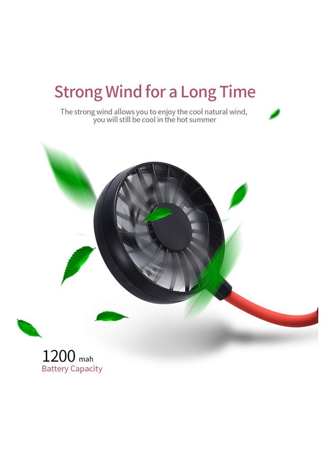 Loquat Portable Hanging Neck Mini Portable USB Rechargeable Fan Pink - Image 5