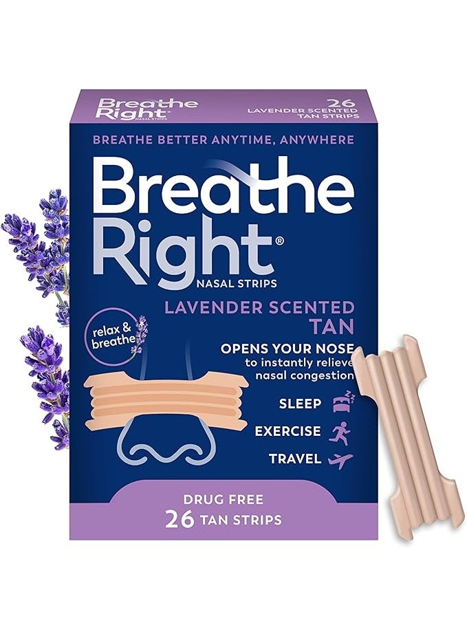 بريث رايت شرائط الأنف بريس رايت بنكهة اللافندر – 26 شريطًا - Image 1