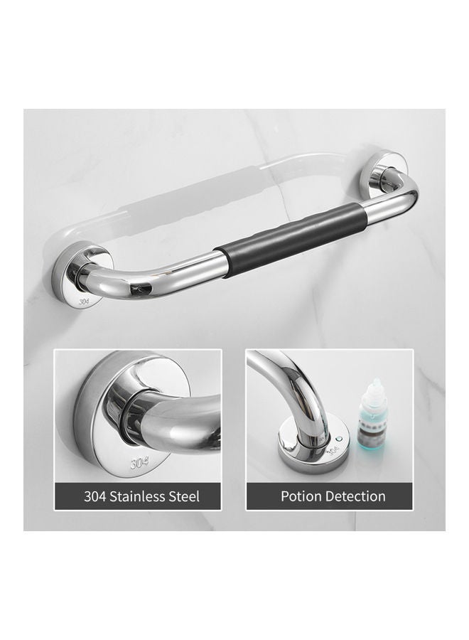 NIBEMINENT Stainless Steel Non-Slip Bathroom Grab Bar with Rubber Grip Silver/Black 2.1 x 16.92inch - Image 4