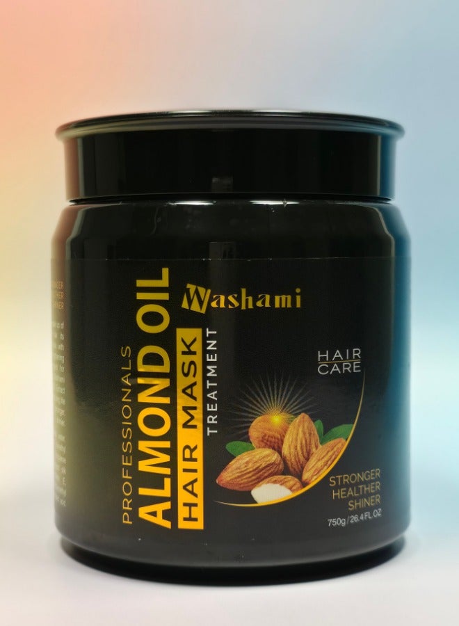 واشامي قناع الشعر الاحترافي بزيت اللوز – ترطيب، علاج لفروة الرأس وتحفيز نمو الشعر – 750 مل - Image 1