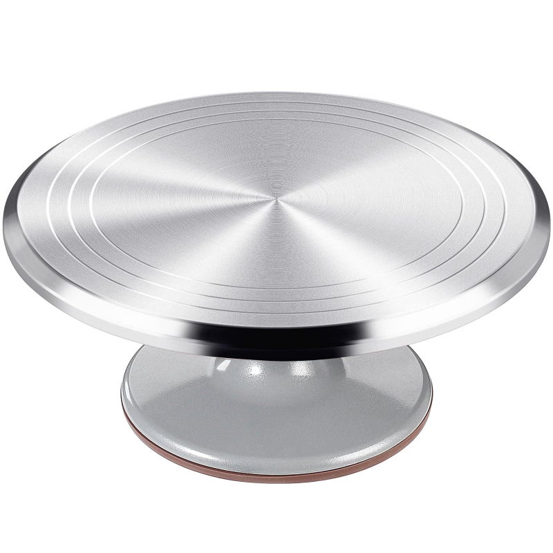 LUOBAO Aluminum Revolving Cake Decorating Stand,Cake Turntable, Rotating Cake Stand,for Cake,Pastries and Cake Decorations,12 Inch Round - Image 1