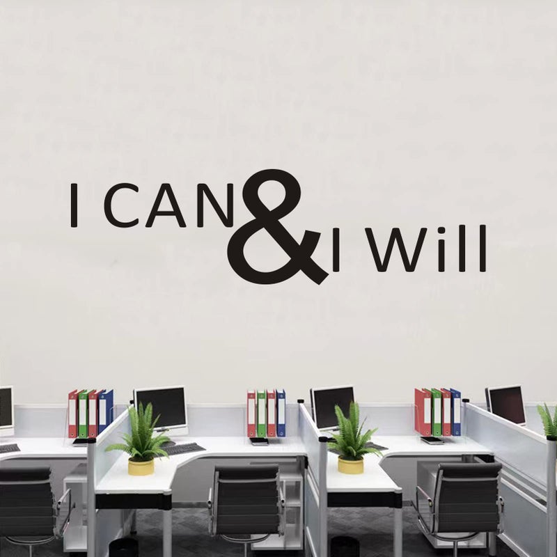 Gym Wall Decor Motivational Wall Decals Easy to Apply Vinyl Wall Decor Art Stickers Vinyl Art Quotes Inspirational Bedroom Office Classroom Sayings Home Positive Word Signs I CAN  I Will 25X7