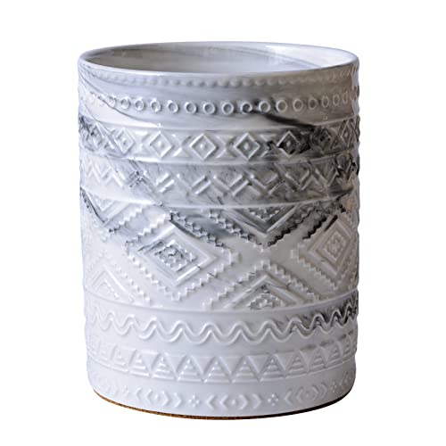 Yundu Grey Ceramic Marble Kitchen Utensil Holder for Countertop, Utensil Crock for Home Décor - Image 1