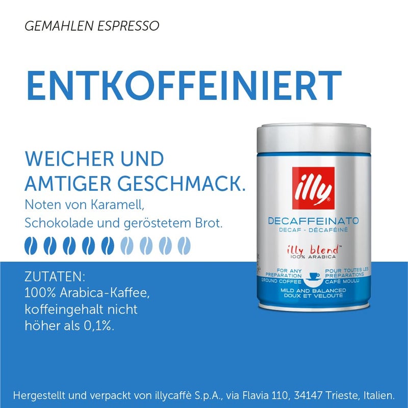 Illy Decaffeinated Ground Coffee - 8.8oz Can - Image 2