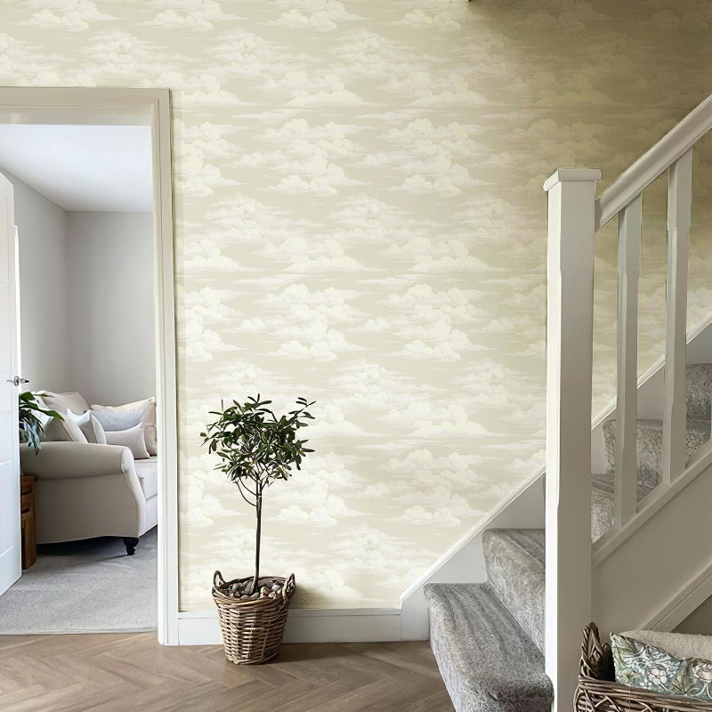 JiffDiff Wallpaper Peel and Stick White Cloud Wallpaper for Bedroom Mural Grey Contact Paper 17.3" x 118" Self Stick Neutral Modern Abstract Wall Paper - Image 5