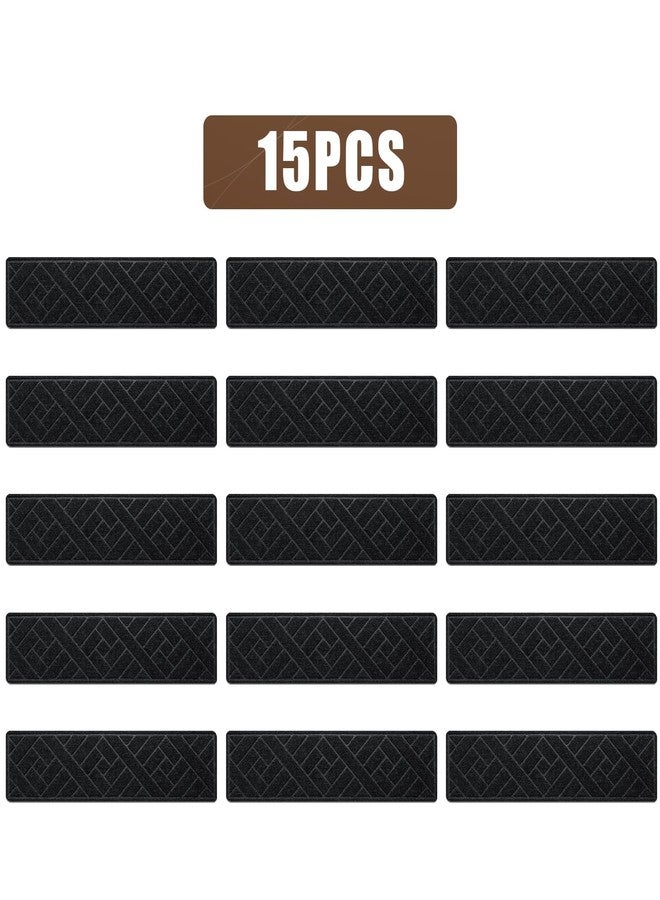 OXKVPVF 15 Pack 8 "X 30" Non-slip Carpet Stair Treads for Indoor Wooden Steps, Made of Polyester and Reusable Adhesive, Suitable for Kids Elders and Pets（Black Lines） - Image 2
