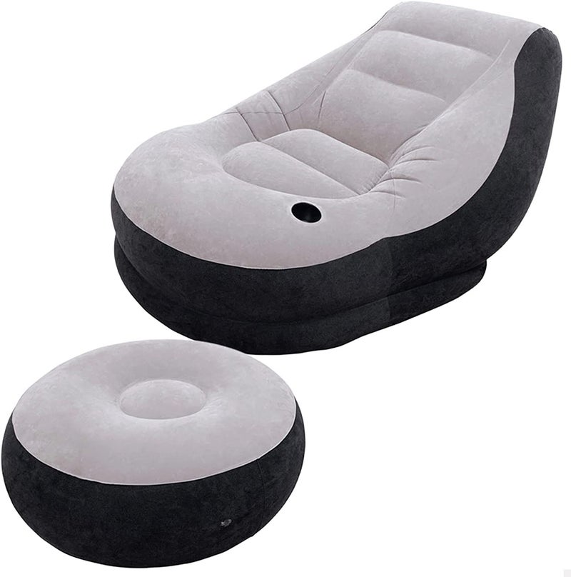 ANAB GI Rubberwood Inflatable 1 Seater Lounge Chair For Adults Foldable Air Couch Sofa For Gaming Bedroom Indoor Outdoor Random Colour,Multicolor - Image 1