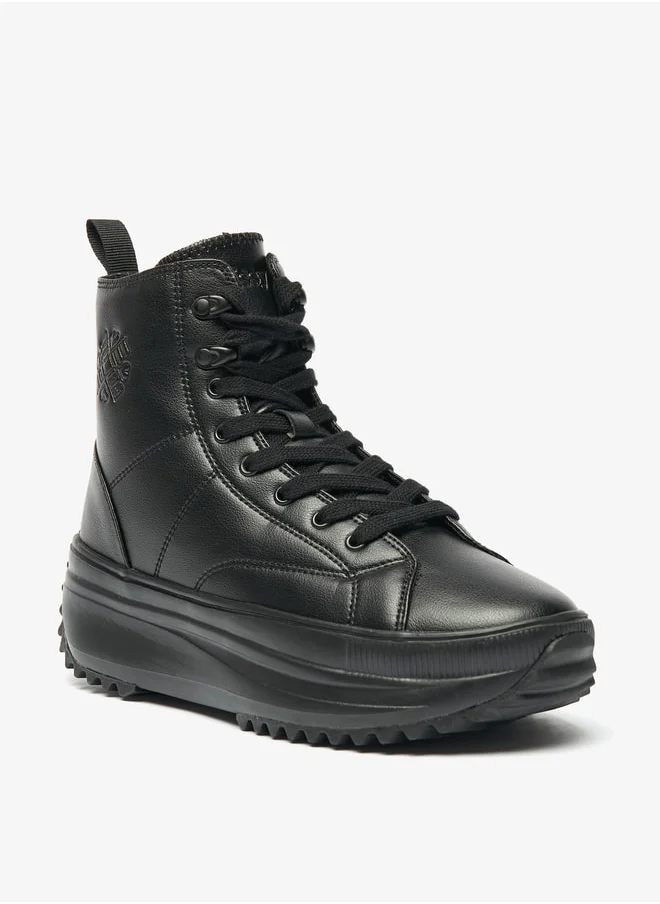 MISSY Women's Missy Solid High Top Sneakers with Lace-Up Closure and Pull Tabs