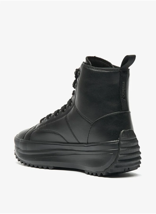 MISSY Women's Missy Solid High Top Sneakers with Lace-Up Closure and Pull Tabs