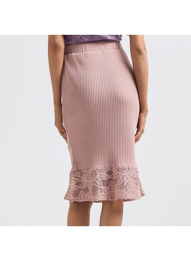 Splash FAV Textured Pencil Skirt with Elasticated Waistband  - Image 3