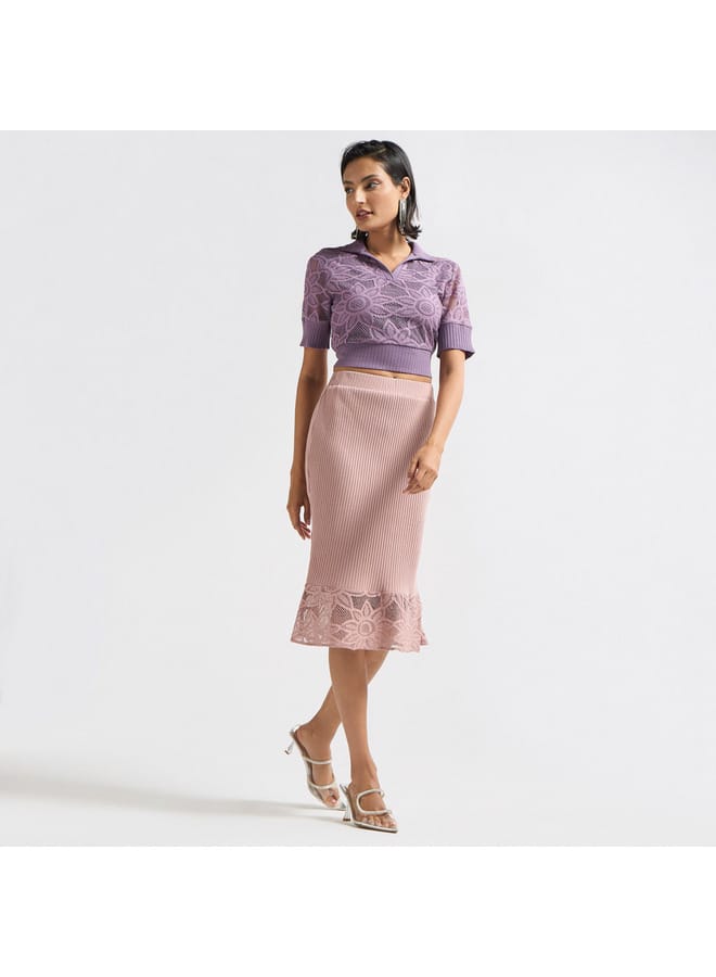 Splash FAV Textured Pencil Skirt with Elasticated Waistband  - Image 2
