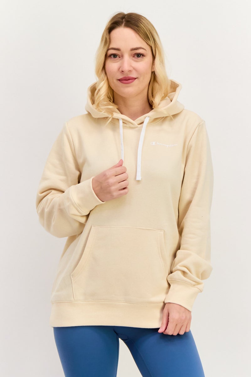 Champion ملابس رياضية نسائية بأكمام طويلة مناسبة، هودي، بيج - Image 1