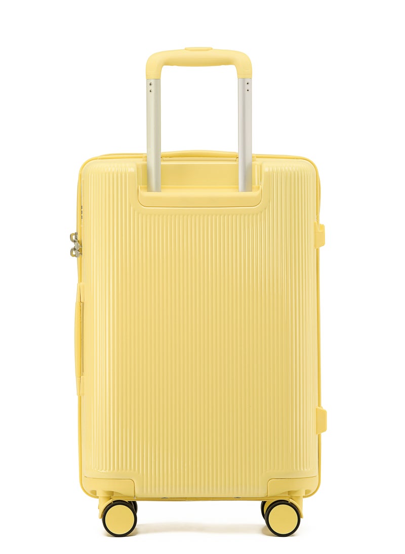 LIGHTGO - LIGHTGO 7624 yellow color 28" Suitcase large size luggage check in luggage with TSA Lock travel case YKK zipper with power bank pocket 100% PC light weight luggage - Image 1