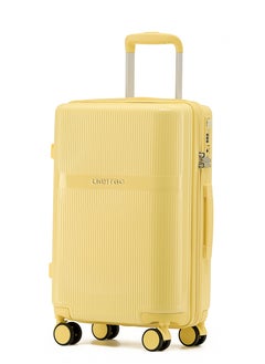 LIGHTGO 7624 yellow color 28" Suitcase large size luggage check in luggage with TSA Lock travel case YKK zipper with power bank pocket 100% PC light weight luggage