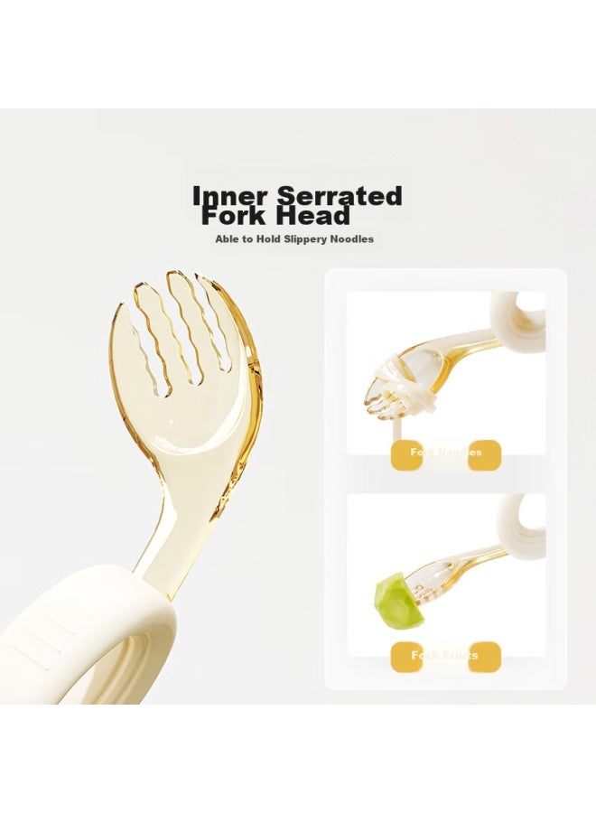 Yeehoo Baby Self-feeding Spoon, First Year Eating Training, Children's Ppsu Tableware, Bent Fork And Spoon - Image 3
