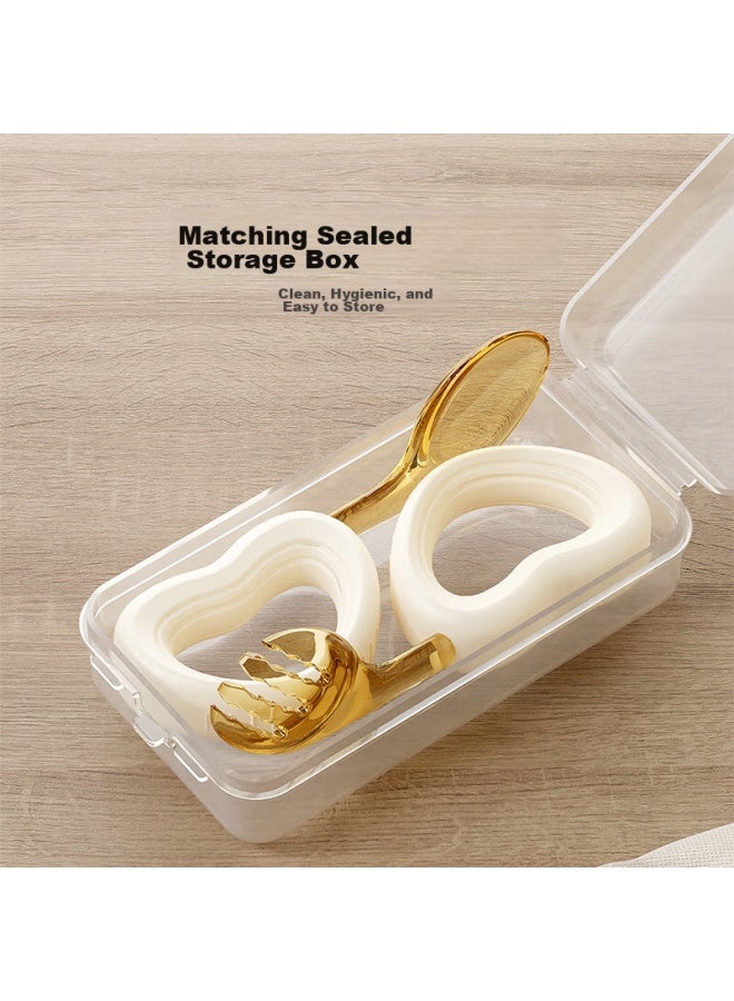 Yeehoo Baby Self-feeding Spoon, First Year Eating Training, Children's Ppsu Tableware, Bent Fork And Spoon - Image 5