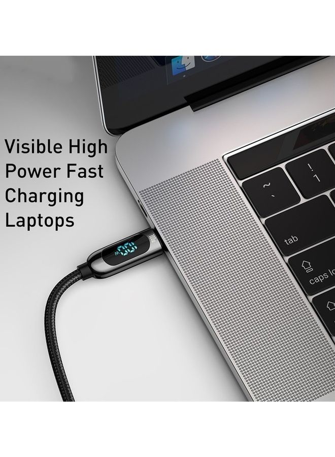 بيسوس كابل نقل بيانات وشحن فائق السرعة من Type-C إلى Type-C بتقنية PD وقدرة 100 وات مع شاشة LED رقمية لعرض القدرة لأجهزة الآي باد وهواوي وشاومي وسامسونج بشدة تيار 5 أمبير وطول متر واحد أخضر - Image 5
