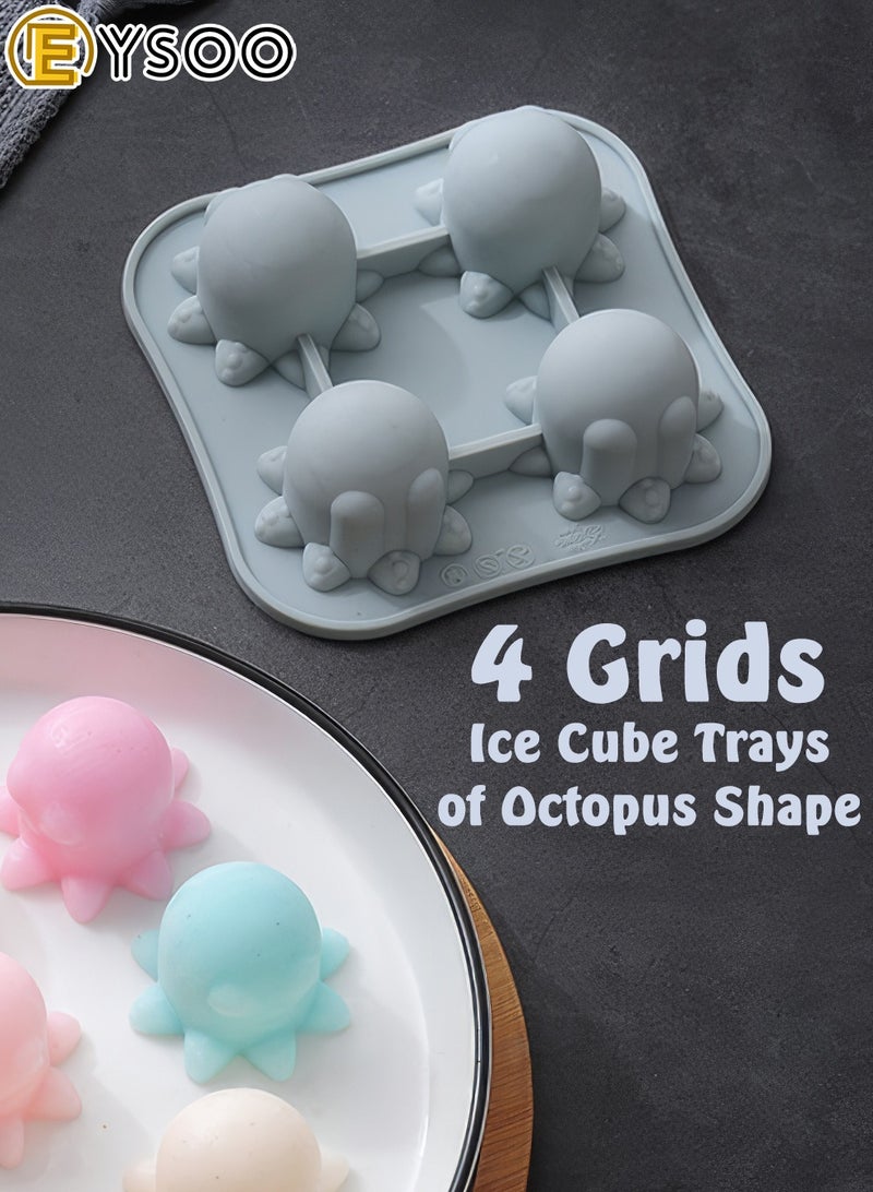 EYSOO Ice Cube Trays 4 Grids Silicone Ice Cube Molds with Lid Ice Trays for Freezer Easy-release Ice Cube Maker Silicone Ice Mold BPA Free Ice Maker Tray - Image 2