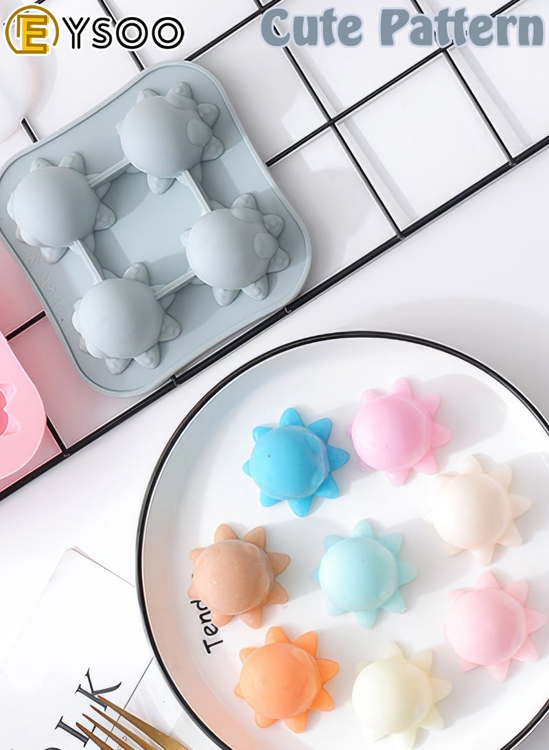 EYSOO Ice Cube Trays 4 Grids Silicone Ice Cube Molds with Lid Ice Trays for Freezer Easy-release Ice Cube Maker Silicone Ice Mold BPA Free Ice Maker Tray - Image 4