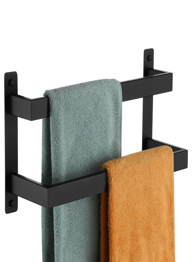 KOKOSIRI Towel Bars Black Bath Towel Holders 16 Inches Bathroom 2-Tiers Ladder Towel Rails Wall Mounted Towels Shelves Rack Stainless Steel, B5008BK-L16 - Image 1
