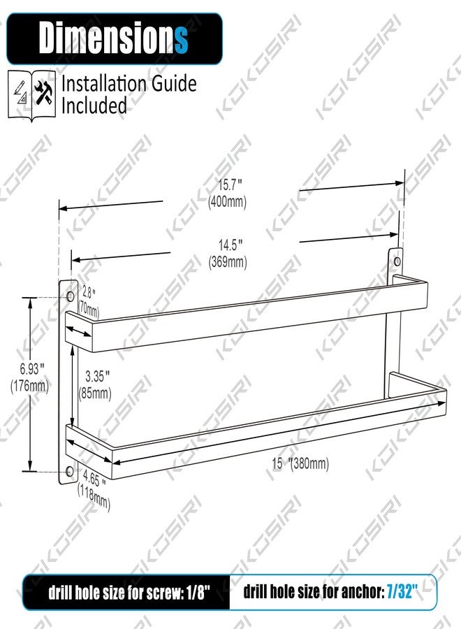 KOKOSIRI Towel Bars Black Bath Towel Holders 16 Inches Bathroom 2-Tiers Ladder Towel Rails Wall Mounted Towels Shelves Rack Stainless Steel, B5008BK-L16 - Image 2