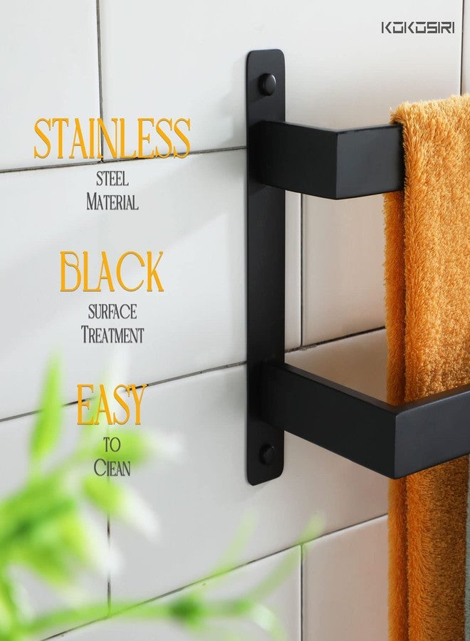 KOKOSIRI Towel Bars Black Bath Towel Holders 16 Inches Bathroom 2-Tiers Ladder Towel Rails Wall Mounted Towels Shelves Rack Stainless Steel, B5008BK-L16 - Image 4