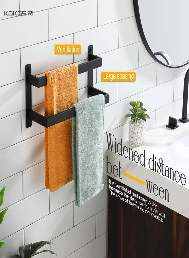 KOKOSIRI Towel Bars Black Bath Towel Holders 16 Inches Bathroom 2-Tiers Ladder Towel Rails Wall Mounted Towels Shelves Rack Stainless Steel, B5008BK-L16 - Image 5