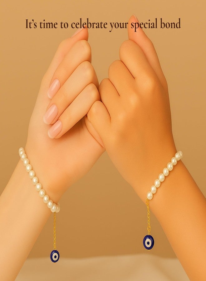 MASQ Best Friend Pearl Bracelet Gift-Friendship Band for Girls & Boys with Sweet Message Card & Embroidered Organza Pouch Cute BFF Gift for Bestie Birthday, Good Vibes & Protection Set Of 1 - Image 4