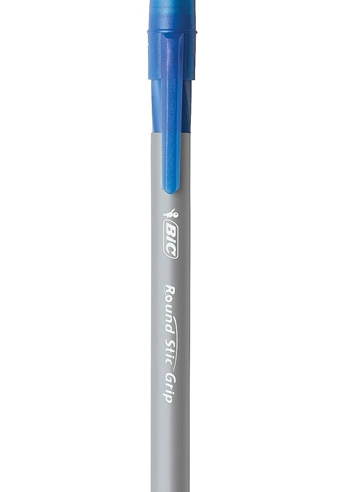 BIC Round Stic Grip Xtra Comfort Ballpoint Pen, Medium Point (1.2mm), Blue, 8-Count - Image 2