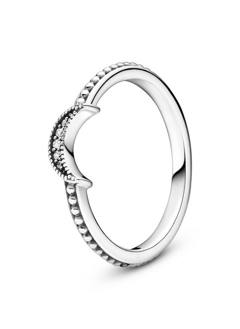 Crescent Moon Beaded Ring