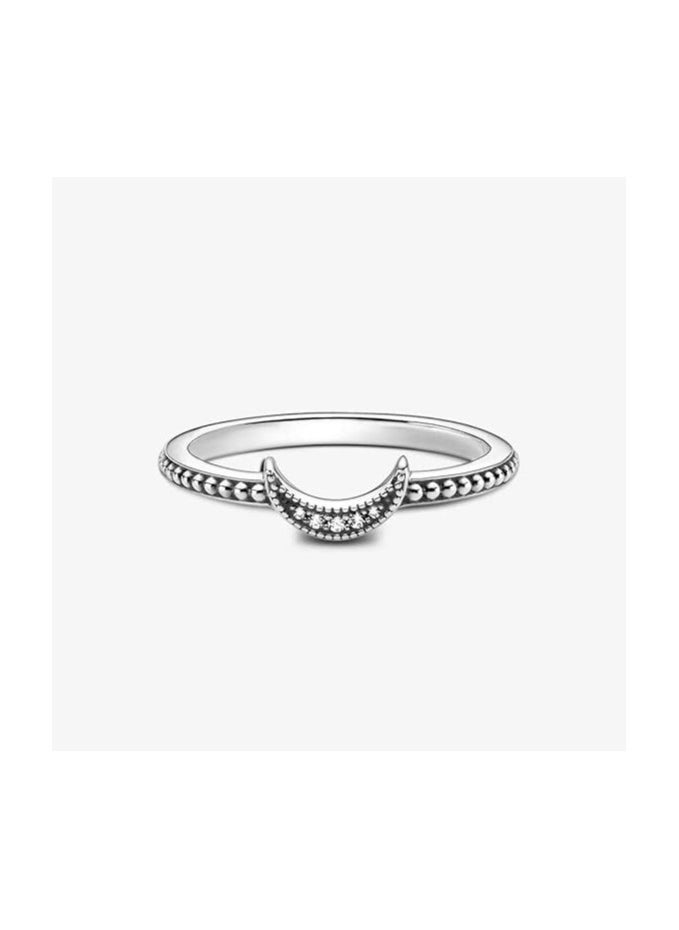 Crescent Moon Beaded Ring